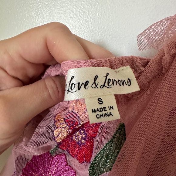 Love & Lemons pink floral embroidered maxi dress with slip - Picture 4 of 5